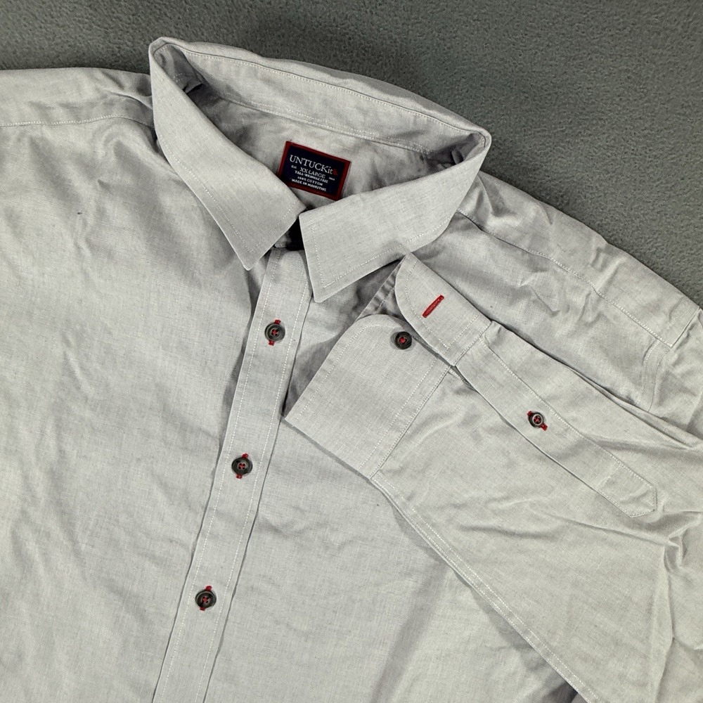 UNTUCKit Rubican Shirt Mens 2XL Tall Gray Wrinkle Free Button Up Long Sleeve